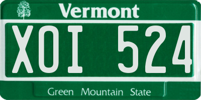 VT license plate XOI524