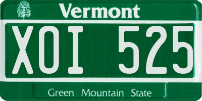 VT license plate XOI525
