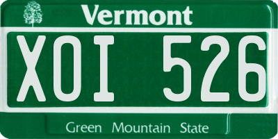 VT license plate XOI526
