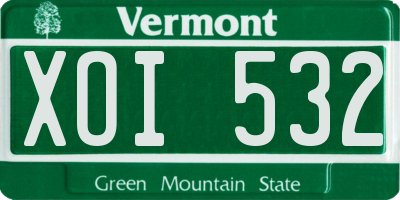 VT license plate XOI532