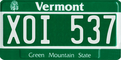 VT license plate XOI537