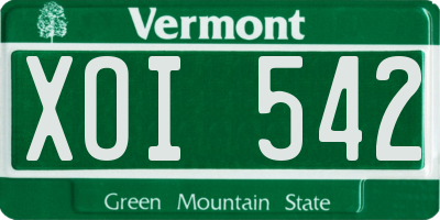 VT license plate XOI542