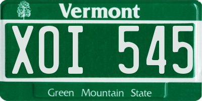 VT license plate XOI545