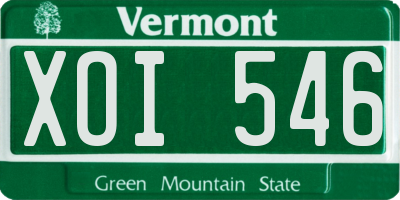 VT license plate XOI546