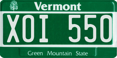 VT license plate XOI550
