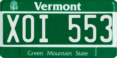 VT license plate XOI553