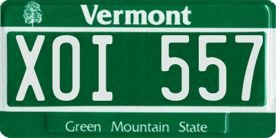 VT license plate XOI557