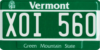 VT license plate XOI560