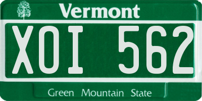 VT license plate XOI562