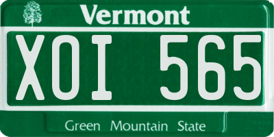 VT license plate XOI565