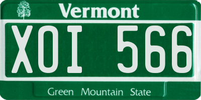 VT license plate XOI566