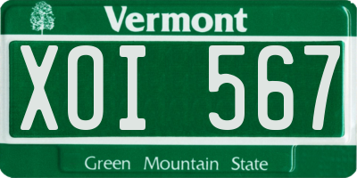 VT license plate XOI567