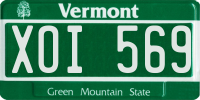VT license plate XOI569