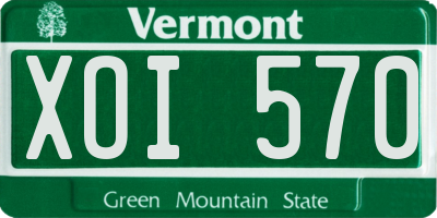 VT license plate XOI570