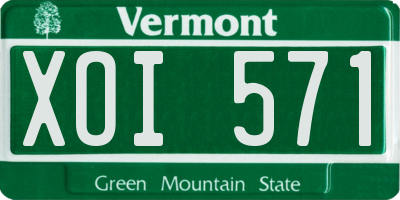 VT license plate XOI571