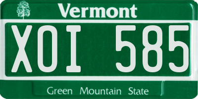 VT license plate XOI585