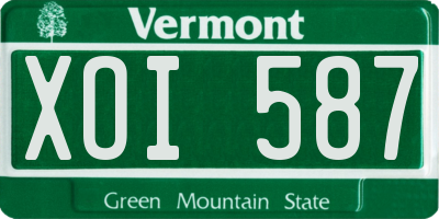 VT license plate XOI587