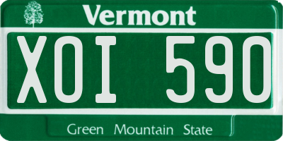 VT license plate XOI590