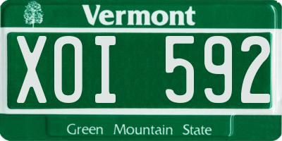 VT license plate XOI592