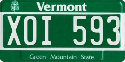 VT license plate XOI593