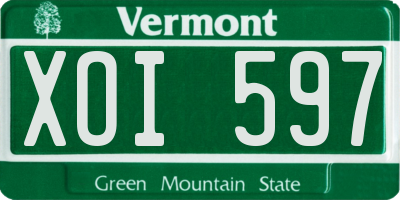 VT license plate XOI597