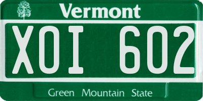 VT license plate XOI602