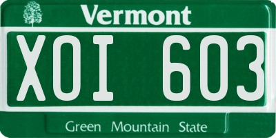 VT license plate XOI603