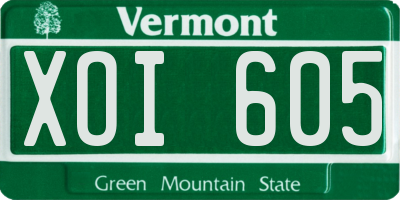 VT license plate XOI605