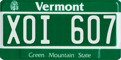 VT license plate XOI607