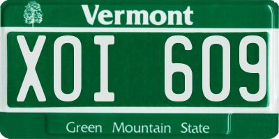VT license plate XOI609