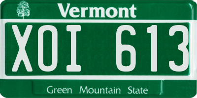 VT license plate XOI613