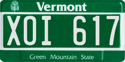 VT license plate XOI617