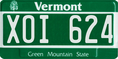 VT license plate XOI624