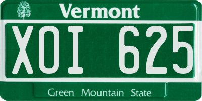 VT license plate XOI625