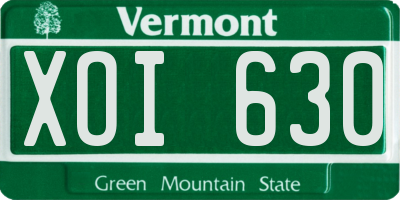 VT license plate XOI630