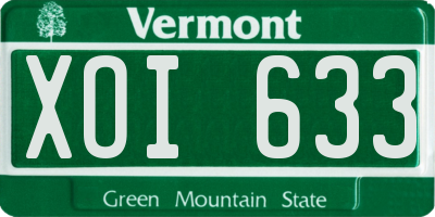 VT license plate XOI633