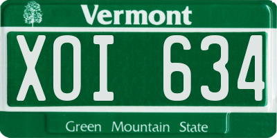 VT license plate XOI634