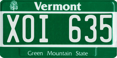 VT license plate XOI635