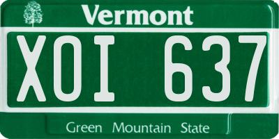 VT license plate XOI637