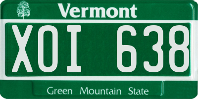 VT license plate XOI638