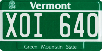 VT license plate XOI640