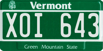 VT license plate XOI643