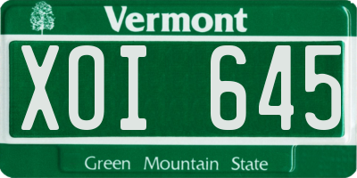 VT license plate XOI645