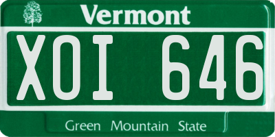 VT license plate XOI646