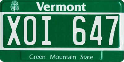 VT license plate XOI647