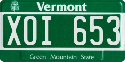 VT license plate XOI653