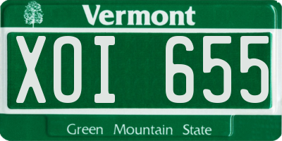 VT license plate XOI655