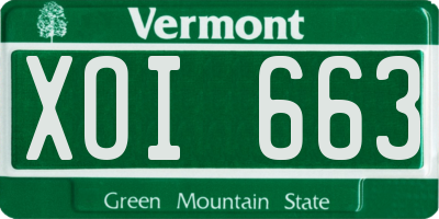 VT license plate XOI663