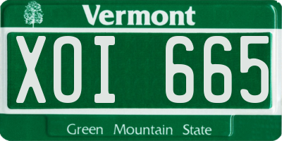 VT license plate XOI665