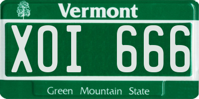 VT license plate XOI666